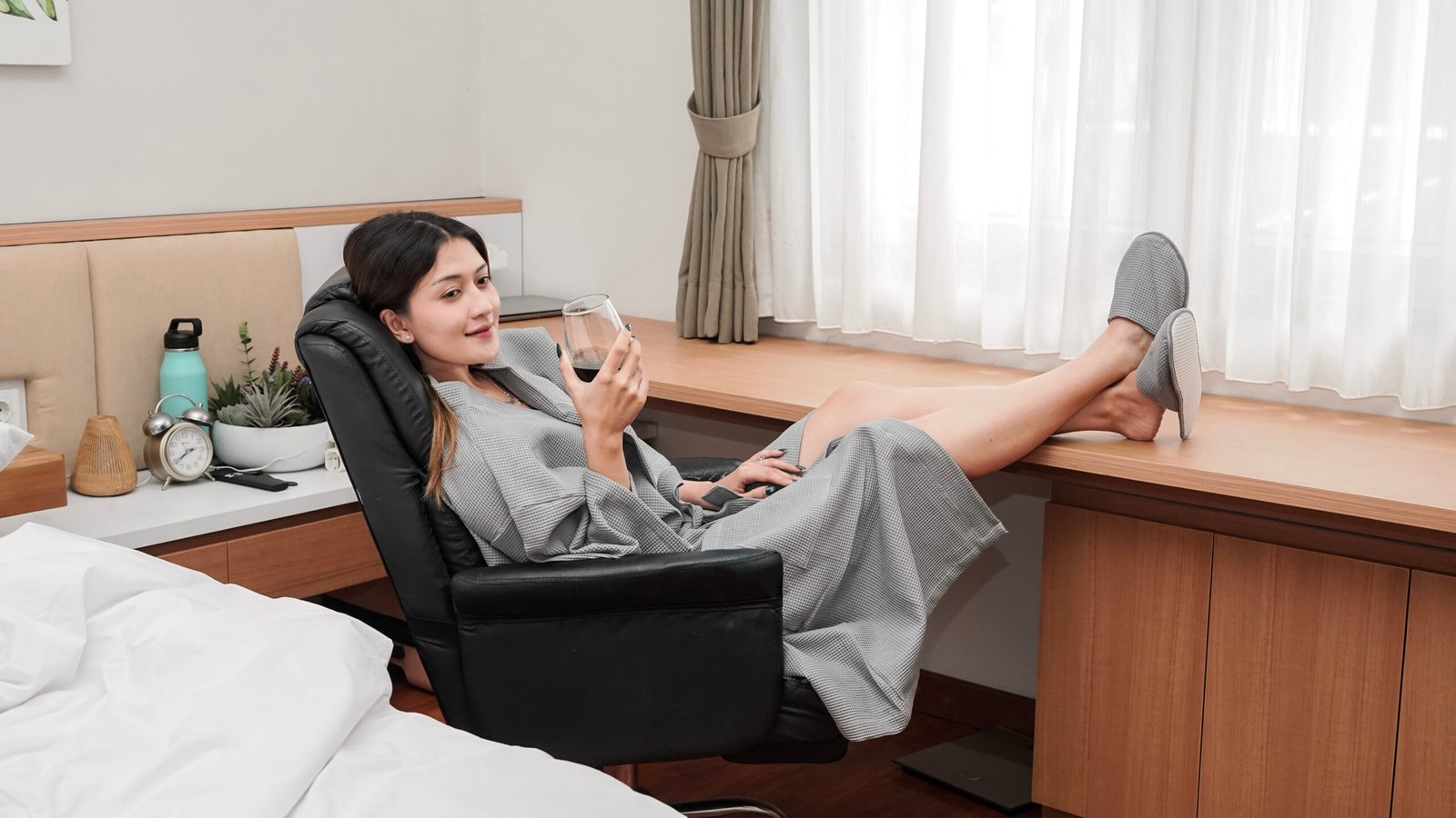 Bathrobe Waffle Poly-Cotton Grey