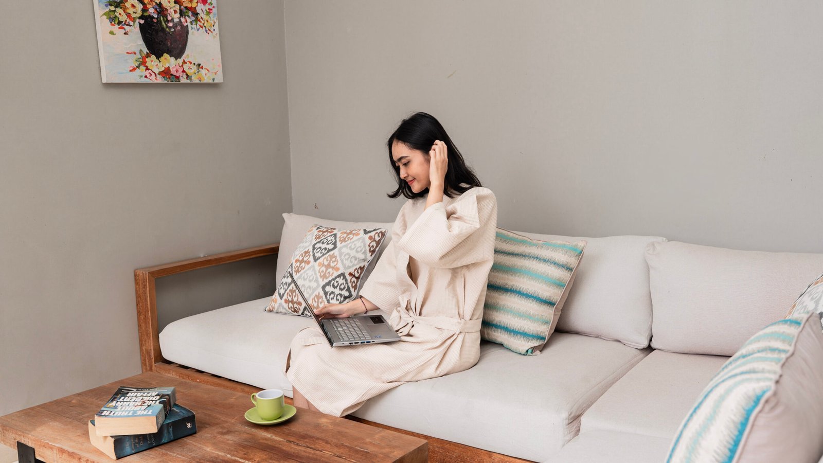 Bathrobe Waffle Poly-Cotton Beige