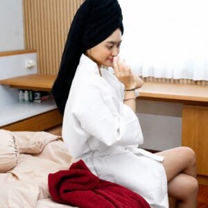 Bathrobe Waffle Poly-Cotton White
